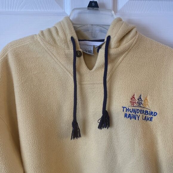 Vintage Thunderbird Rainy Lake Fleece Hoodie Size Medium Benison Pullover - Picture 4 of 12